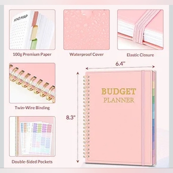 Pink Undated 12 Month Bill Organizer Finance Planner - Picture 3 of 4
